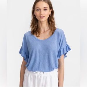 NWT GAP Light Blue Ruffle Sleeve Top XL.